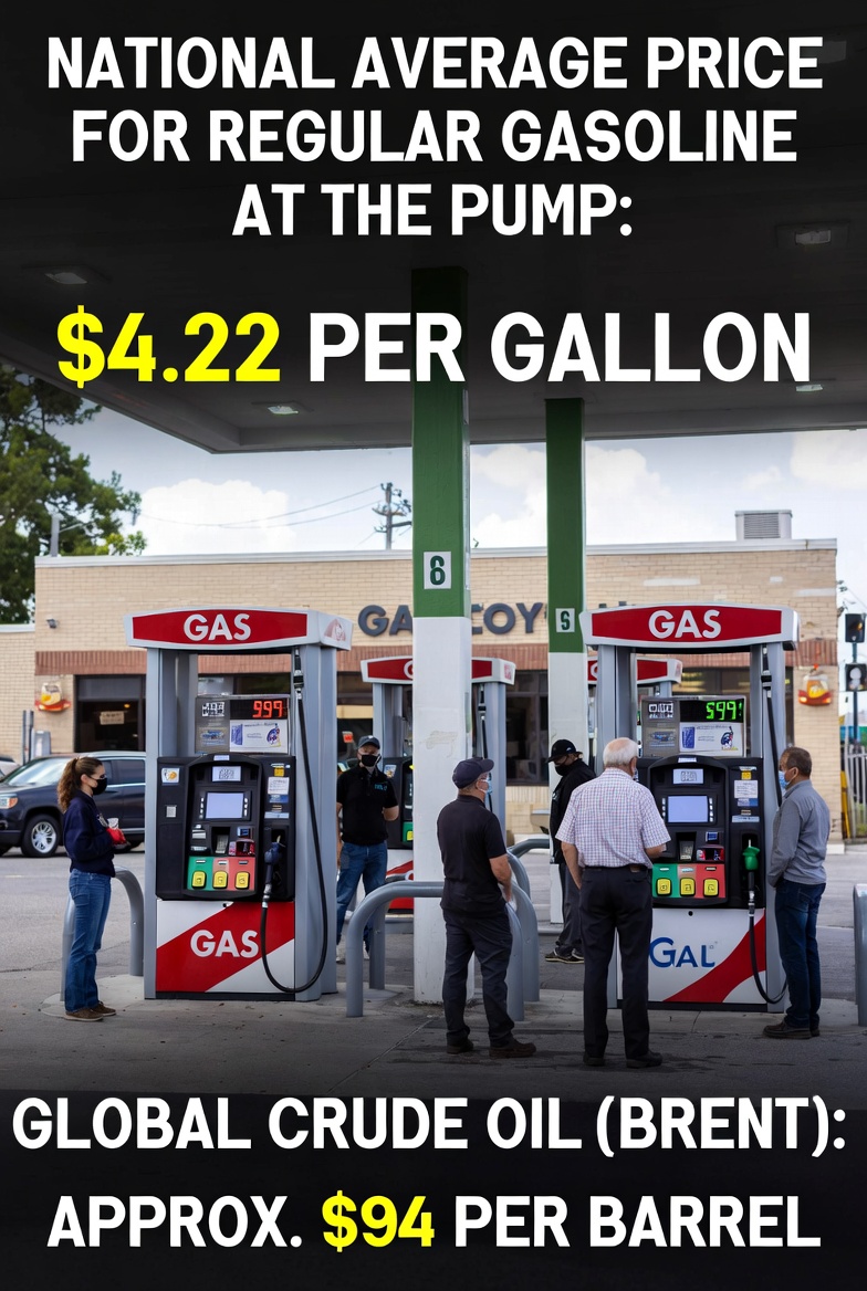 National average price for regular gasoline at the pump and global crude oil price — Fundseta