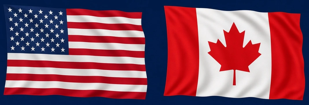 United States and Canada flags